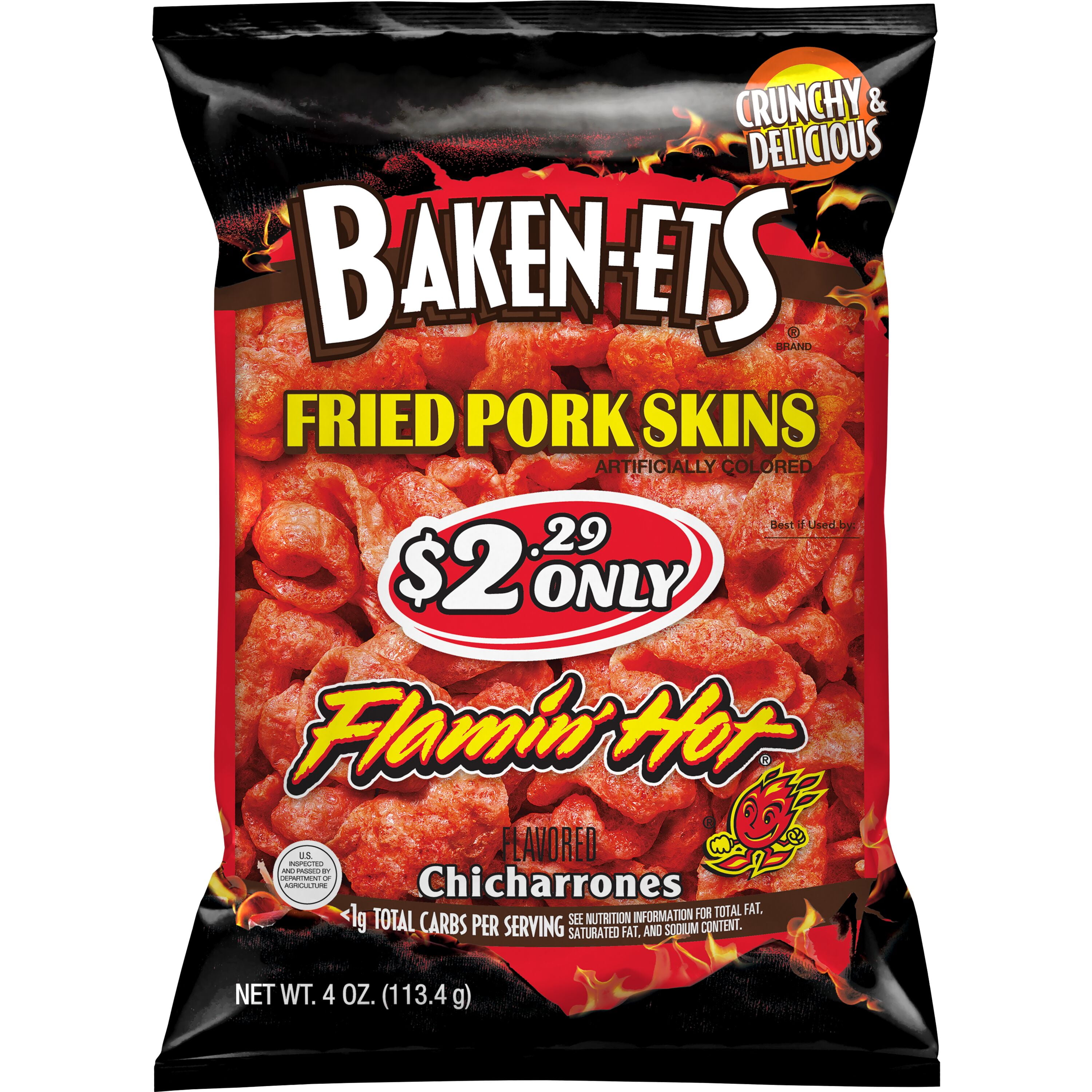 Frito Lay Flamin' Hot Flavored Fried Pork Skins Chicharrones