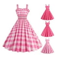 thumbnail image 2 of Femmes Robe Princesse Style A-Ligne Grand Ourlet Volants Couleur Assortie Taille Élastique Serrée Robe de Bal de Fête de Noël Sans Manches, 2 of 9