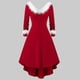 thumbnail image 4 of Vestido de invierno de Navidad para mujer, elegante vestido de manga larga abullonada con cuello de piel sintética, traje Midi para fiesta de Navidad y Año Nuevo, 4 of 4