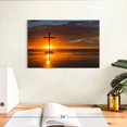 thumbnail image 3 of Elephant Stock Cross Sunset Wall Art - Horizontal Canvas Wall Art - Living Room Wall Decor - Religion And Spirituality Canvas - Blue And Orange Decor - 12" x 8", 3 of 8