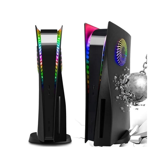 Cover Plates with RGB Light Strip for Playstation 5 Disc Version and Cooling Vent, PS5 Faceplate PS5 Accessories Bundle Console Skin Shell Custom with 400+ Effects LED Lights Ring