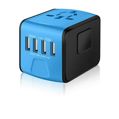 4 USB Converter Travel Adapter International Charging Charger AU / UK / US