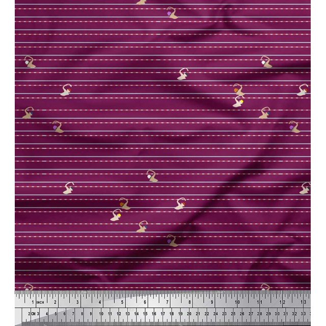 Soimoi Tissu en Poly Georgette Imprimé pour Course de Piscine 1 Yard 52 Pouces de Large