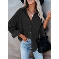 thumbnail image 4 of Women'S Corduroy Button Down Shirts Boyfriend Long Sleeve Oversized Blouses Tops Black XXL, 4 of 8
