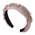 thumbnail image 1 of Hair Hoop Fashion Pearl Rhinestone Decor Braided Hair Hoop Band Headwear Hoop, 1 of 9