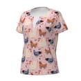 thumbnail image 2 of Goofa Funny Chicken Pattern Womens Deep V Neck Low Cut Tops Casual Summer Short Sleeve Ribbed Knit T-Shirts-X-Large, 2 of 5