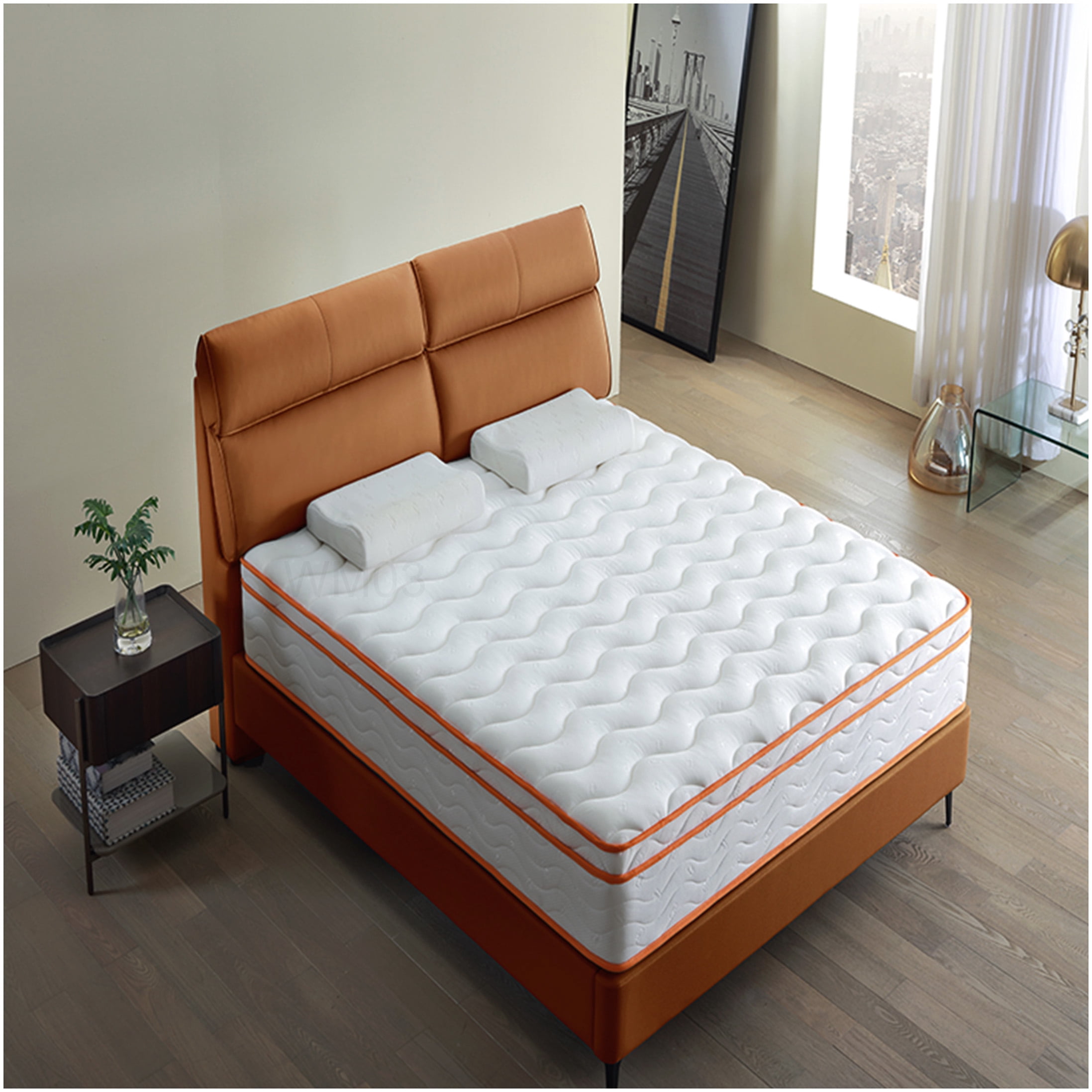 CHAMPFLAG King Size Mattress 10 Inch Hybrid, Medium Firm Feel, Gel Memory Foam, Pocket Coils for Support, Motion Transfer Isolation, Fiberglass-Free