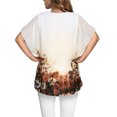 thumbnail image 3 of Top de gasa holgado con mangas con volantes, diseño elegante de dos capas, cómodo y transpirable, Top de gasa para mujer, flor blanca M, 3 of 5