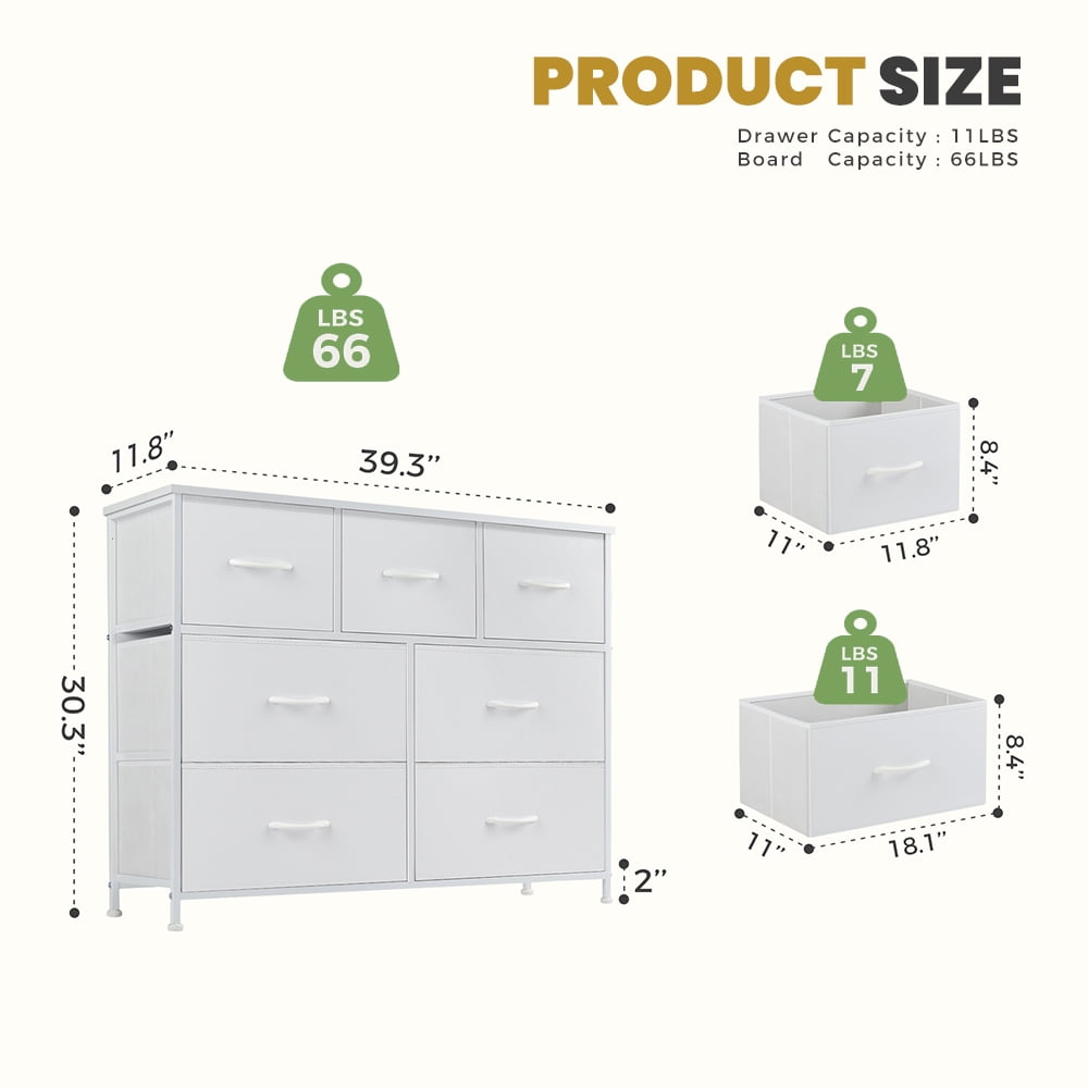 CONCETTA Chest of Drawers with 7 Fabric Drawers, Drawer Cabinet, Fabric Dressers for Bedroom, Rustic Brown