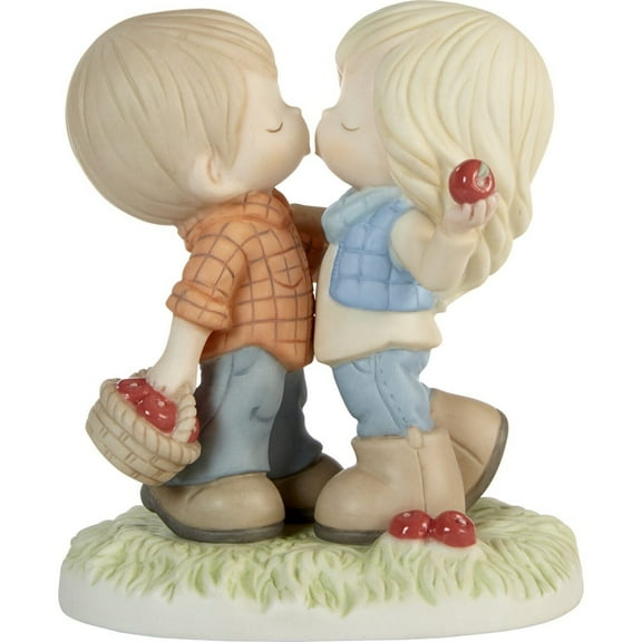 Be the Light Christian Bookstore 211021 Porcelain Couple Figurine with Bushel of Apples, White