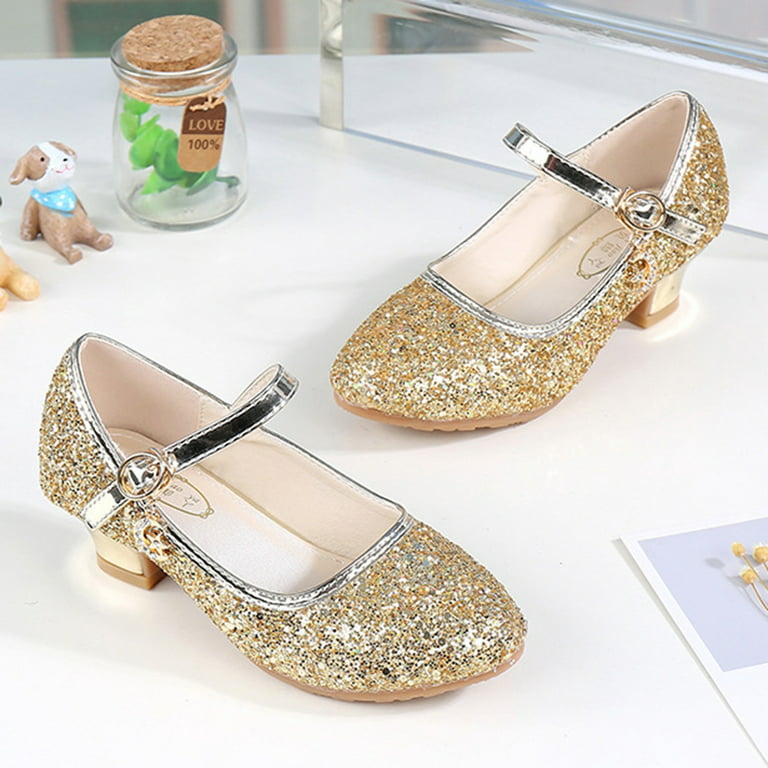 eczipvz Toddler Shoes Children Shoes Girls Fashion Stage High Heel Dance  Performance Princess Single Shoes Girls Shoes 10 Years Old (Gold, 4 Big  Kids)