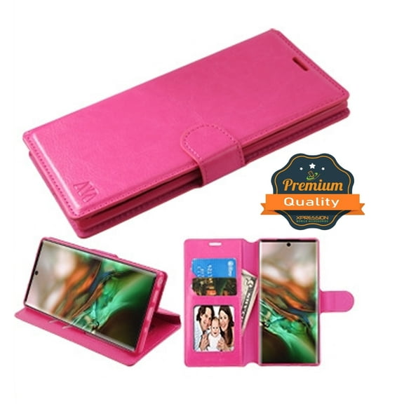 Samsung Galaxy Note 10 (6.3") Phone Case Leather Flip Wallet Case Stand Pouch Folio Magnetic Buckle with Credit Card / ID Slots Holder & Cash Pokcet [Kickstand] PINK Cover for Samsung Galaxy Note 10