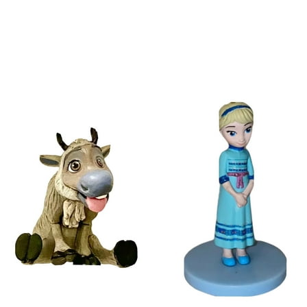 Elsa & Sven Reindeer Baby Toddler Young Cake Topper Pvc Figure Figurine New 2”