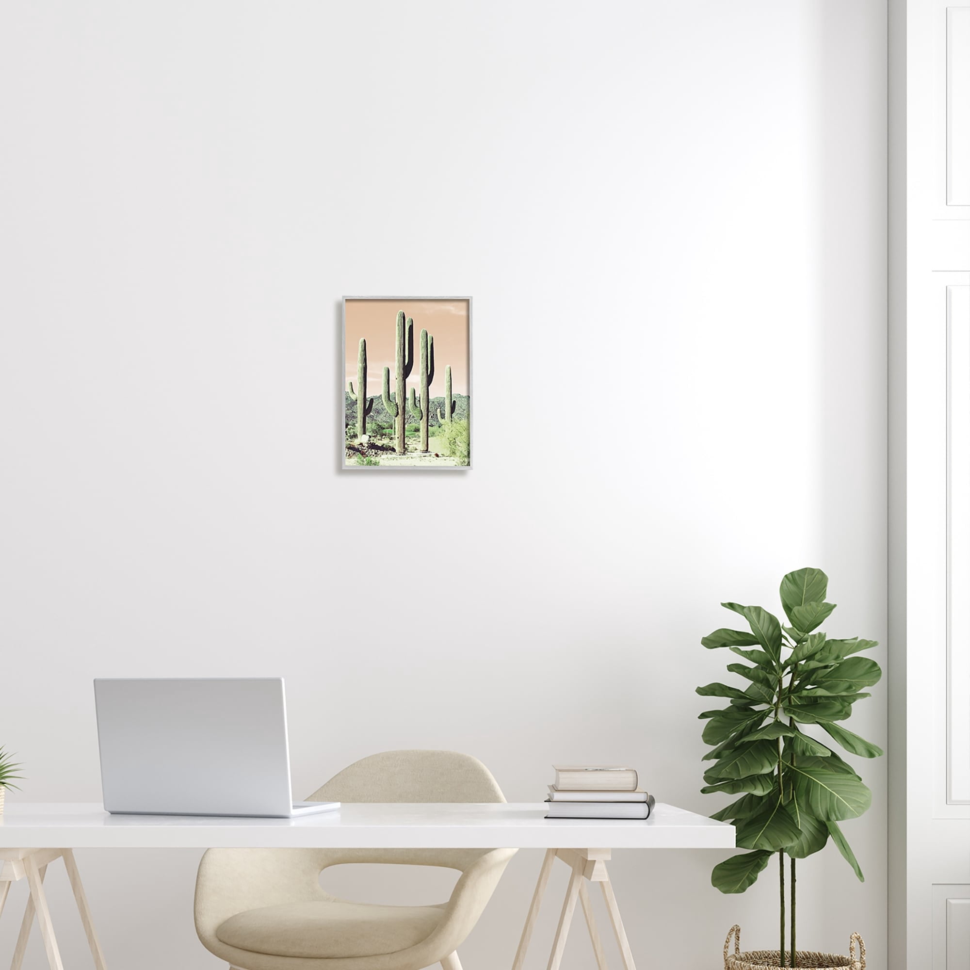 Stupell Industries Towering Cactus Plants Arid Desert Vegetation Nature Photograph Gray Framed Art Print Wall Art, Design by Susan Bryant