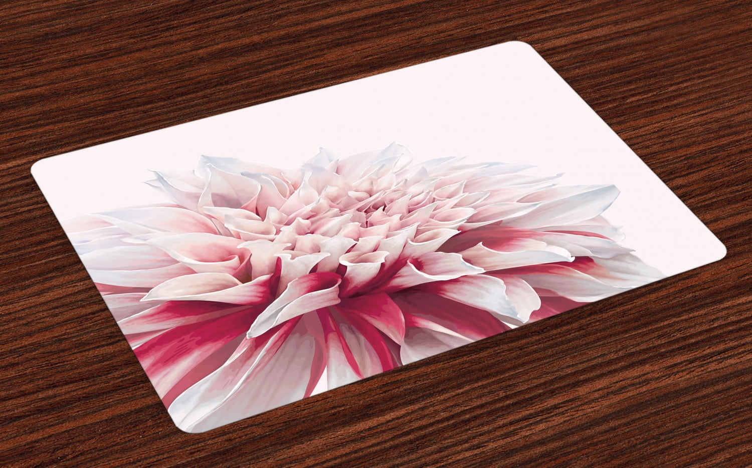 Dahlia Placemats Set of 4 Close Up Dahlia Blossom with Red and White