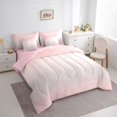 thumbnail image 3 of Homewish Gradient Pink Gray 7-Piece Twin Bedding Sets,Stripes Print Bedding Comforter Set,Abstract Geometric Aesthetic Sheet Sets For Kids,Microfiber Bedroom Decor Reversible, 3 of 8