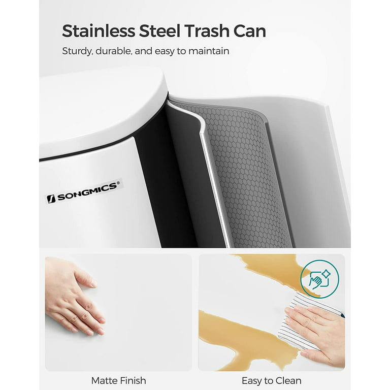 SONGMICS Kitchen Trash Can, Waste Bin, 13-Gallon (50L) Stainless