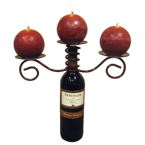 Metrotex Designs 28074 Three Pillar Candleholder Bottle Topper-Rich Merlot Finish