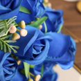 thumbnail image 2 of Efavormart 3 Pack | 13" Royal Blue Real Touch Artificial Rose Bud Flower Bridal Bouquets, Silk Floral Bush Arrangements, 2 of 11