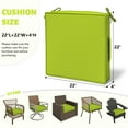 thumbnail image 3 of Kimunuk Outdoor Chair Cushions set of 2, 22" x 22" Zipped Waterproof Outdoor Seat Cushions Couch Pads with Ties for Patio Furniture, Grass Green, 3 of 6