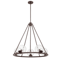 Luminance Messier 5 Light Chandelier - Clear Seeded Glass Globe - Dimmable - Provincial Bronze F26115-64