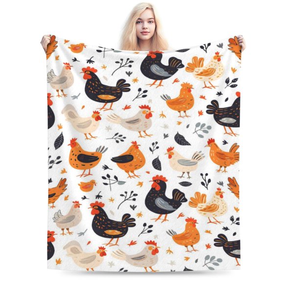 Chicken Blanket Rooster Chicken Throw Blanket Gifts for Adults Women Man Super Soft Cozy Plush Fluffy Fuzzy Fleece Blanket Decor 50x40