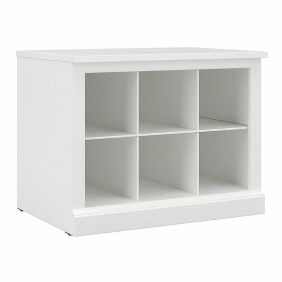 Bowery Hill 24W Small Shoe Bench with Shelves in White Ash - Engineered Wood