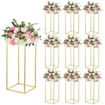 10pcs Wedding Centerpieces for Table,Gold Wedding Flower Stand,Metal Column Geometric Floral Vase for Birthday Party Home Event Decoration(23.6inch)