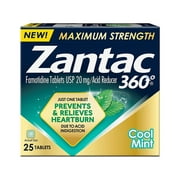 Zantac 360 Prevents & Relieves Heartburn Cool Mint 20mg Tablets /Acid Reducer 25ct