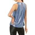 thumbnail image 4 of MODA NOVA Junior's Metallic Shiny Tank Top Party Club A-Line Shimmer Camisole Blue XL, 4 of 6