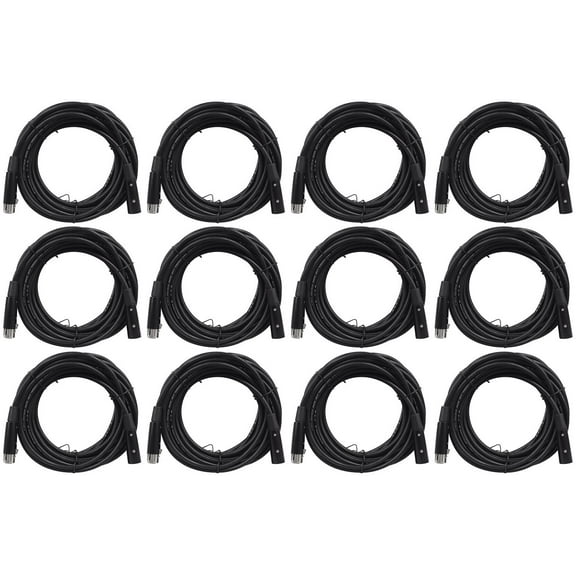 12 Rockville RDX5M25 25' 5-Pin Male-Female DMX Lighting Cables 100% Copper