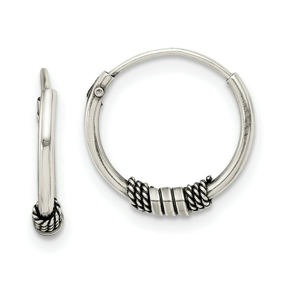 Primal Silver Sterling Silver Antiqued Hoop Earrings