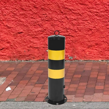 Baluue Steel Safety Bollard Post Black for Parking Lot Vehicle and Pedestrian Protection