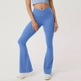 thumbnail image 4 of Flare Leggings Womens, Crossover Yoga Pants with Tummy Control, High-Waisted and Wide Leg Blue L, 4 of 9