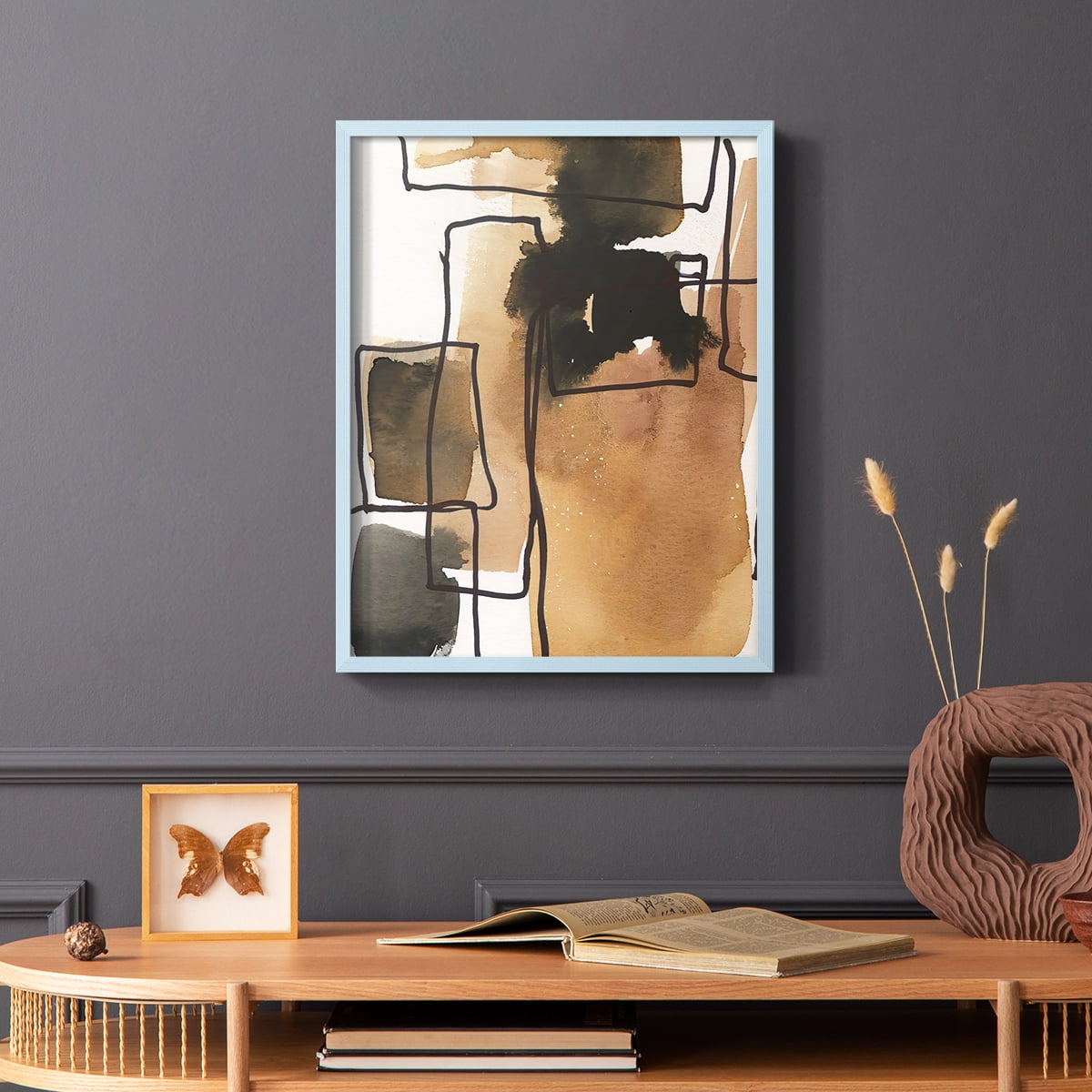 Retro Vibe IV in Blue Solid Wood 11 x 14 Framed Print