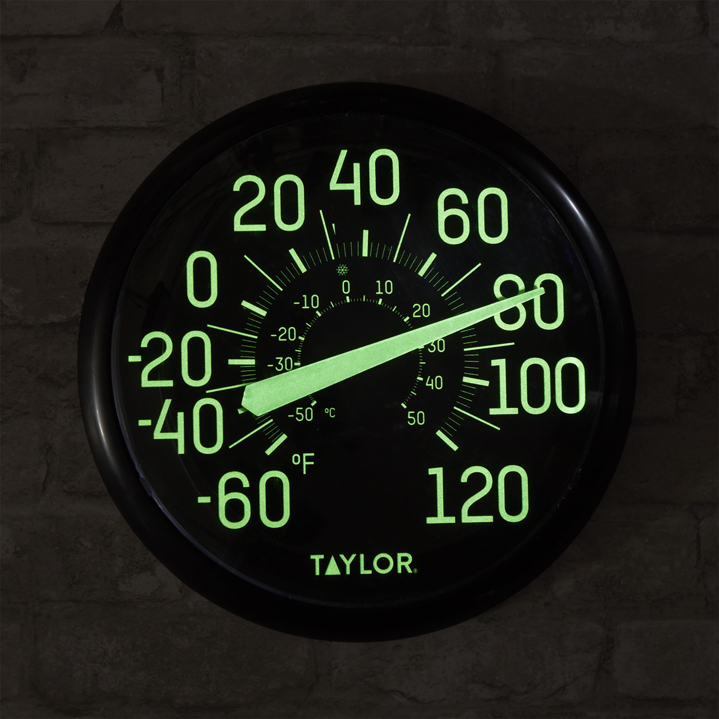 Taylor 13.25-inch Glow in the Dark Dial Thermometer in Black