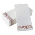 thumbnail image 1 of 50 Disposable Hand Towels   Soft and Absorbent Line-Feel Dinner Napkin  Elegant Decorative Paper Guest Towels for Kitchen  Bathroom Weddings Parties  Gold and White, 1 of 6