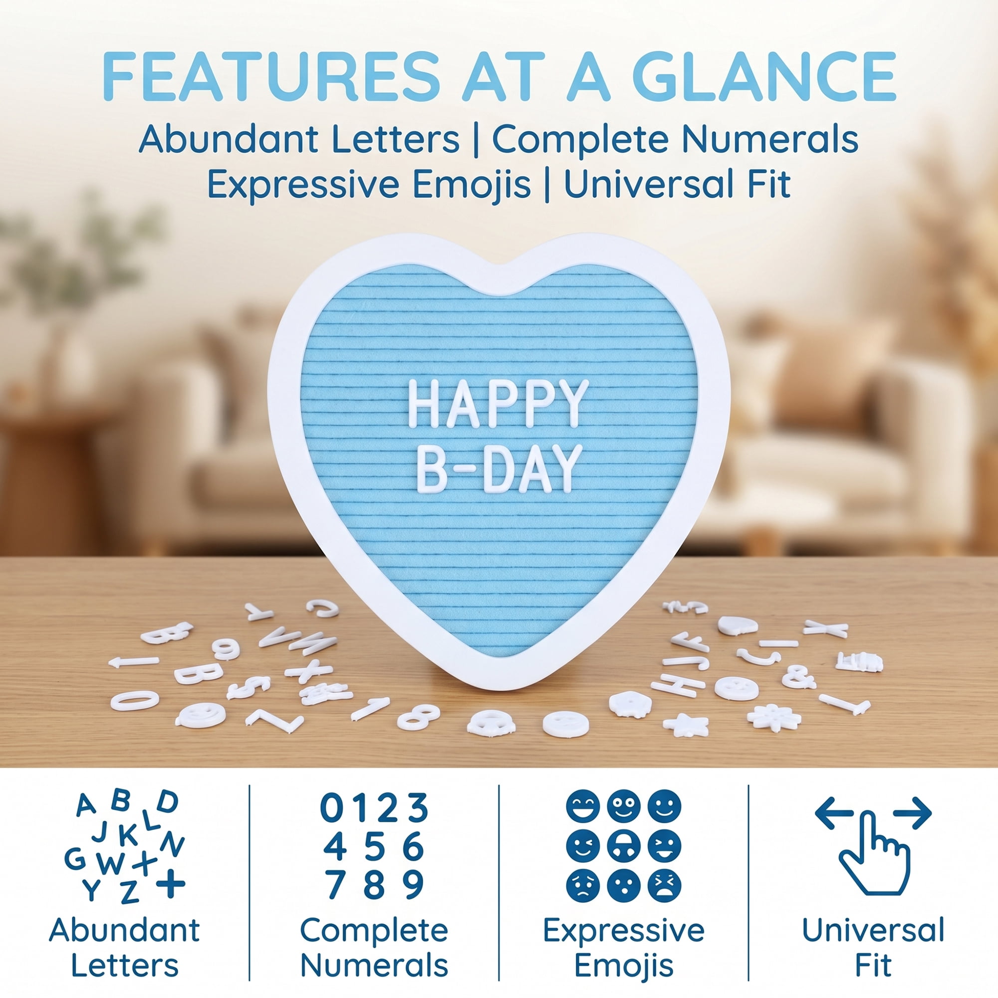 Unique Bargains Heart Shaped Message Board for Decor Gift Blue 10.23"L x 10.03 x 10.2"H