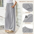thumbnail image 3 of TEMOFON Pants for Women Plus Size Wide Leg Linen Pant Palazzo Summer Casual Flowy Pants with Pocket Light Gray Drawstring Loose Comfy Soft Pants 3XL, 3 of 10
