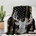 thumbnail image 2 of American Flag Deer Blanket, Soft Warm Fuzzy Fleece Plush Blanket 60''x50'', Smooth Cozy Flannel Throw Blanket for Bed/Couch/Office/Camping, 2 of 5