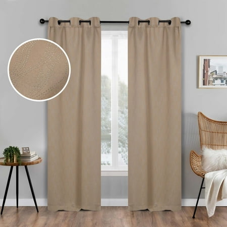 Superior Zuri Blackout Curtains, Grommet Header, Set of 2, 42" X 63", Tan