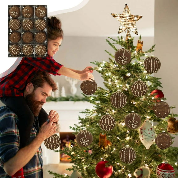 12pcs 8cm Burgundy Velvet Christmas Balls 3d Hanging Ornaments Tree Decoration Holiday Baubles For Home Party And Winter Festival Decor