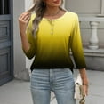 thumbnail image 5 of Miluxas 3/4 Length Sleeve Womens Tops Round Neck Loose Cute Fall Summer Tee Shirts Dressy Casual Print Blouses Tunic Yellow XL(XL), 5 of 8