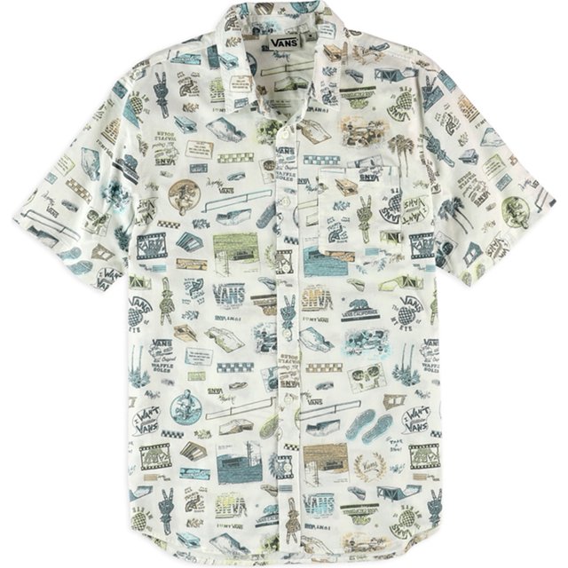Vans Roamin' - Camiseta con botones para hombre, color blanco roto, peque?a Vans Botones al frente