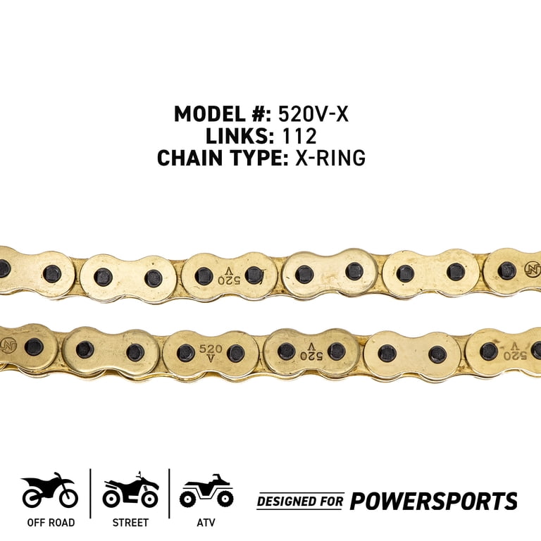 Niche, Gold 520 X-Ring Chain, 112 Links, Gray, Motorcycle