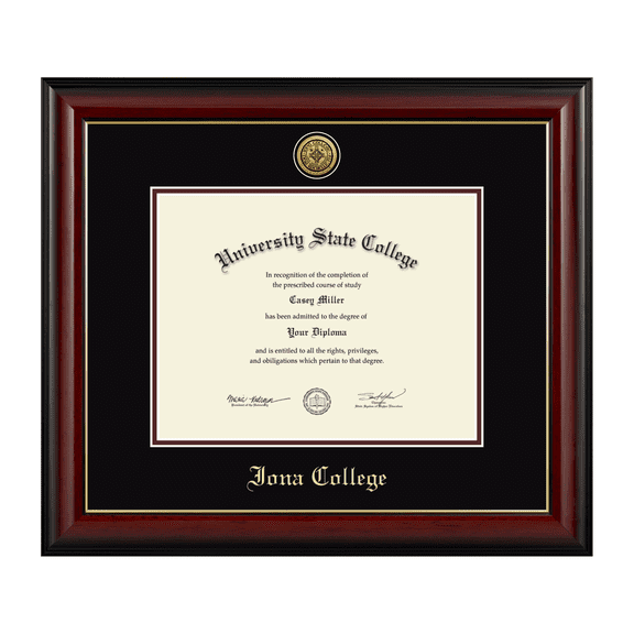 Framerly - Iona Diploma Frame with Black and Maroon Mat