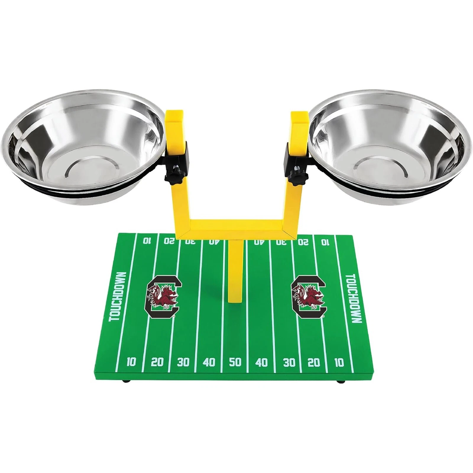 Pets First NCAA Football Goalpost Elevated Dog Feeder Stainless Steel Bowl
