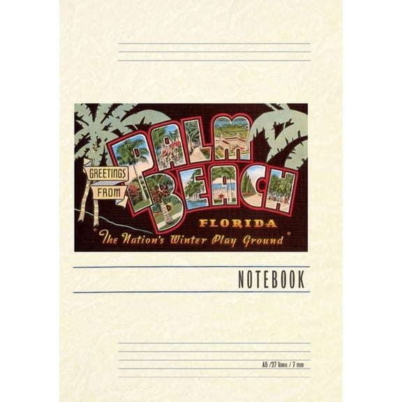 Vintage Lined Notebook Greetings from Palm Beach, Florida, (Paperback)