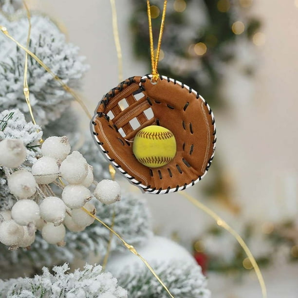 CREATITOY Baseball Glove Ornament Hanging Pendant 3.15 Inches Sports Theme Decorations for Baseball Party Home Decor Sports Fan Gift