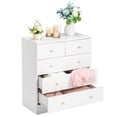 thumbnail image 3 of UHOMEPRO 5 Drawer Dresser, White Dressers with 3 Large Drawer and 2 Small Drawer, Modern Simple Night Stand Chest Organizer with 5 Drawers for Family Room and Home Office, White, 3 of 10